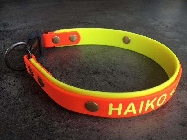 Biothane Halsband MIT PRINT 19/25mm "bicolor" (Clic Metall)