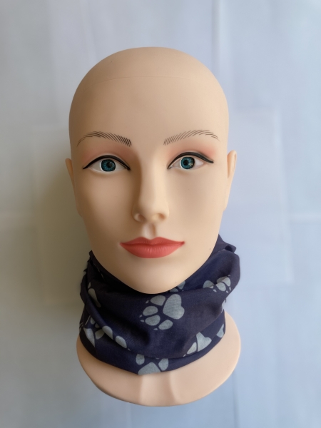 1+1gratis Neckwarmer (Pfote grau) Bandana, Multifunktioneller Schal, Schlauchschal