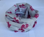 1+1gratis Neckwarmer (Pfote pink-grau) Bandana, Multifunktioneller Schal, Schlauchschal