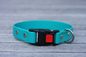 Preview: Biothane Halsband 25mm (Clic schwarz) in cyan-blau — handgefertigt