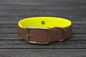 Preview: Biothane Halsband 19/25mm "bicolor" (Schnalle) bicolor: braun / neon-gelb — handgefertigt
