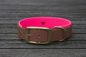 Preview: Biothane Halsband 19/25mm "bicolor" (Schnalle) bicolor: braun / magenta — handgefertigt