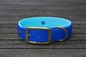 Preview: Biothane Halsband 19/25mm "bicolor" (Schnalle) bicolor: dunkel-blau / cyan-blau — handgefertigt