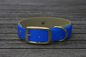 Preview: Biothane Halsband 19/25mm "bicolor" (Schnalle) bicolor: dunkel-blau / olive / Jagd-grün — handgefertigt