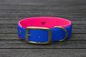 Preview: Biothane Halsband 19/25mm "bicolor" (Schnalle) bicolor: dunkel-blau / magenta — handgefertigt