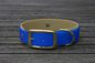 Preview: Biothane Halsband 19/25mm "bicolor" (Schnalle) bicolor: dunkel-blau / taupe — handgefertigt