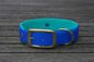 Preview: Biothane Halsband 19/25mm "bicolor" (Schnalle) bicolor: dunkel-blau / türkis-grün — handgefertigt