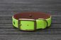 Preview: Biothane Halsband 19/25mm "bicolor" (Schnalle) bicolor: apfel-grün / braun — handgefertigt
