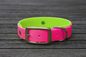 Preview: Biothane Halsband 19/25mm "bicolor" (Schnalle) bicolor: magenta / apfel-grün — handgefertigt