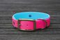 Preview: Biothane Halsband 19/25mm "bicolor" (Schnalle) bicolor: magenta / cyan-blau — handgefertigt
