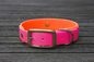 Preview: Biothane Halsband 19/25mm "bicolor" (Schnalle) bicolor: magenta / neon-orange — handgefertigt