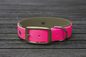 Preview: Biothane Halsband 19/25mm "bicolor" (Schnalle) bicolor: magenta / olive / Jagd-grün — handgefertigt