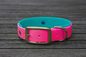 Preview: Biothane Halsband 19/25mm "bicolor" (Schnalle) bicolor: magenta / türkis-grün — handgefertigt