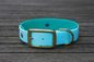 Preview: Biothane Halsband 19/25mm "bicolor" (Schnalle) bicolor: cyan-blau / türkis-grün — handgefertigt