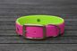 Preview: Biothane Halsband 19/25mm "bicolor" (Schnalle) bicolor: beere / apfel-grün — handgefertigt