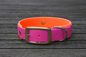 Preview: Biothane Halsband 19/25mm "bicolor" (Schnalle) bicolor: beere / neon-orange — handgefertigt