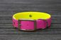 Preview: Biothane Halsband 19/25mm "bicolor" (Schnalle) bicolor: beere / neon-gelb — handgefertigt