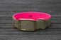 Preview: Biothane Halsband 19/25mm "bicolor" (Schnalle) bicolor: olive / Jagd-grün / magenta — handgefertigt