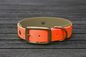 Preview: Biothane Halsband 19/25mm "bicolor" (Schnalle) bicolor: neon-orange / taupe — handgefertigt