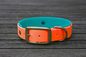 Preview: Biothane Halsband 19/25mm "bicolor" (Schnalle) bicolor: neon-orange / türkis-grün — handgefertigt