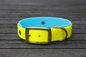 Preview: Biothane Halsband 19/25mm "bicolor" (Schnalle) bicolor: neon-gelb / cyan-blau — handgefertigt