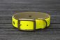 Preview: Biothane Halsband 19/25mm "bicolor" (Schnalle) bicolor: neon-gelb / taupe — handgefertigt