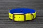 Preview: Biothane Halsband 19/25mm "bicolor" (Schnalle) bicolor: neon-gelb / dunkel-blau — handgefertigt