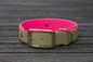 Preview: Biothane Halsband 19/25mm "bicolor" (Schnalle) bicolor: taupe / magenta — handgefertigt
