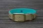 Preview: Biothane Halsband 19/25mm "bicolor" (Schnalle) bicolor: taupe / türkis-grün — handgefertigt