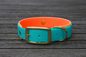Preview: Biothane Halsband 19/25mm "bicolor" (Schnalle) bicolor: türkis-grün / neon-orange — handgefertigt