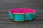Preview: Biothane Halsband 19/25mm "bicolor" (Schnalle) bicolor: türkis-grün / beere — handgefertigt