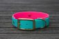 Preview: Biothane Halsband 19/25mm "bicolor" (Schnalle) bicolor: türkis-grün / magenta — handgefertigt
