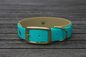 Preview: Biothane Halsband 19/25mm "bicolor" (Schnalle) bicolor: türkis-grün / taupe — handgefertigt