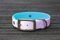Preview: Biothane Halsband 19/25mm "bicolor" (Schnalle) bicolor: lavendel / cyan-blau — handgefertigt