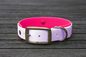 Preview: Biothane Halsband 19/25mm "bicolor" (Schnalle) bicolor: lavendel / magenta — handgefertigt
