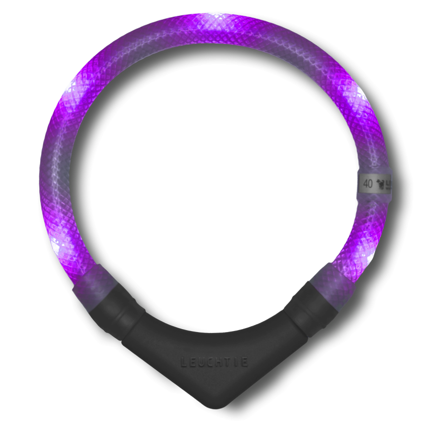 Preview: LEUCHTIE Plus collier LED pour chien en Lavande — étanche, avec capteur de mouvement, fait main en Allemagne