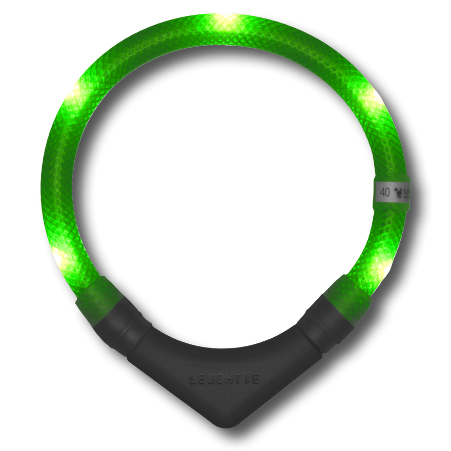 Preview: LEUCHTIE Plus collier LED pour chien en Vert Néon — étanche, avec capteur de mouvement, fait main en Allemagne