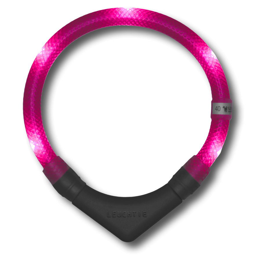 Preview: LEUCHTIE Plus collier LED pour chien en Rose Vif — étanche, avec capteur de mouvement, fait main en Allemagne