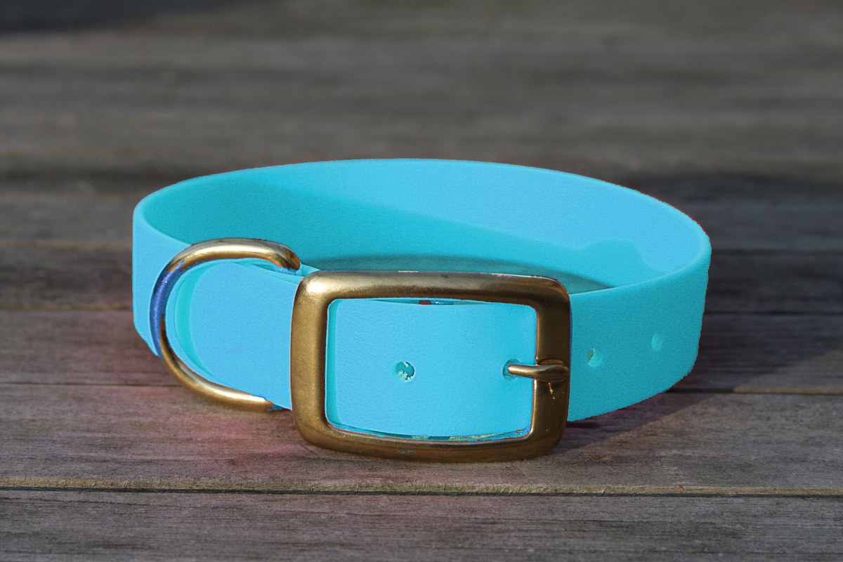 Biothane Halsband 25mm (Schnalle) in cyan-blau — handgefertigt