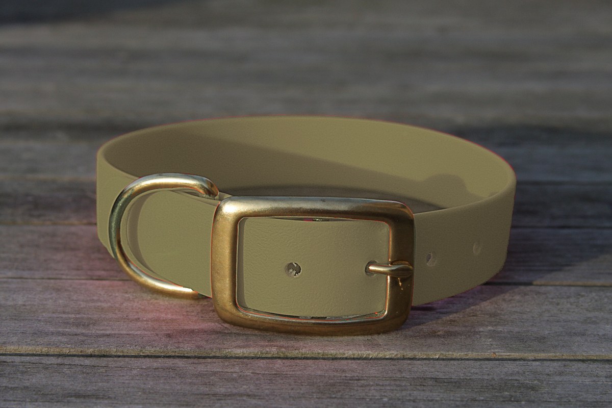 Preview: Biothane Halsband 25mm (Schnalle) in taupe — handgefertigt