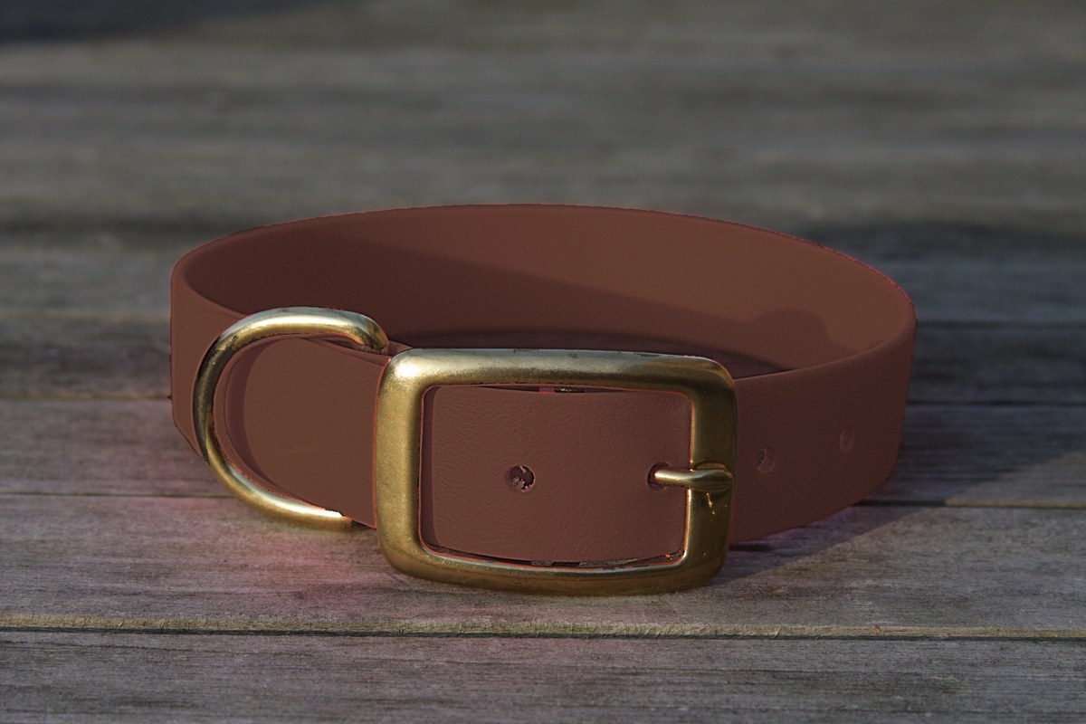 Biothane Halsband 25mm (Schnalle) in braun — handgefertigt