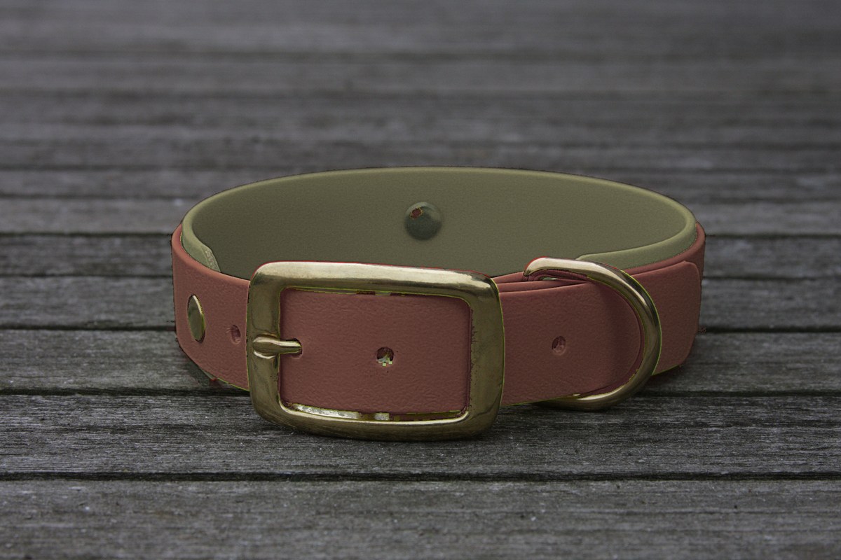 Biothane Halsband 19/25mm "bicolor" (Schnalle) bicolor: braun / olive / Jagd-grün — handgefertigt
