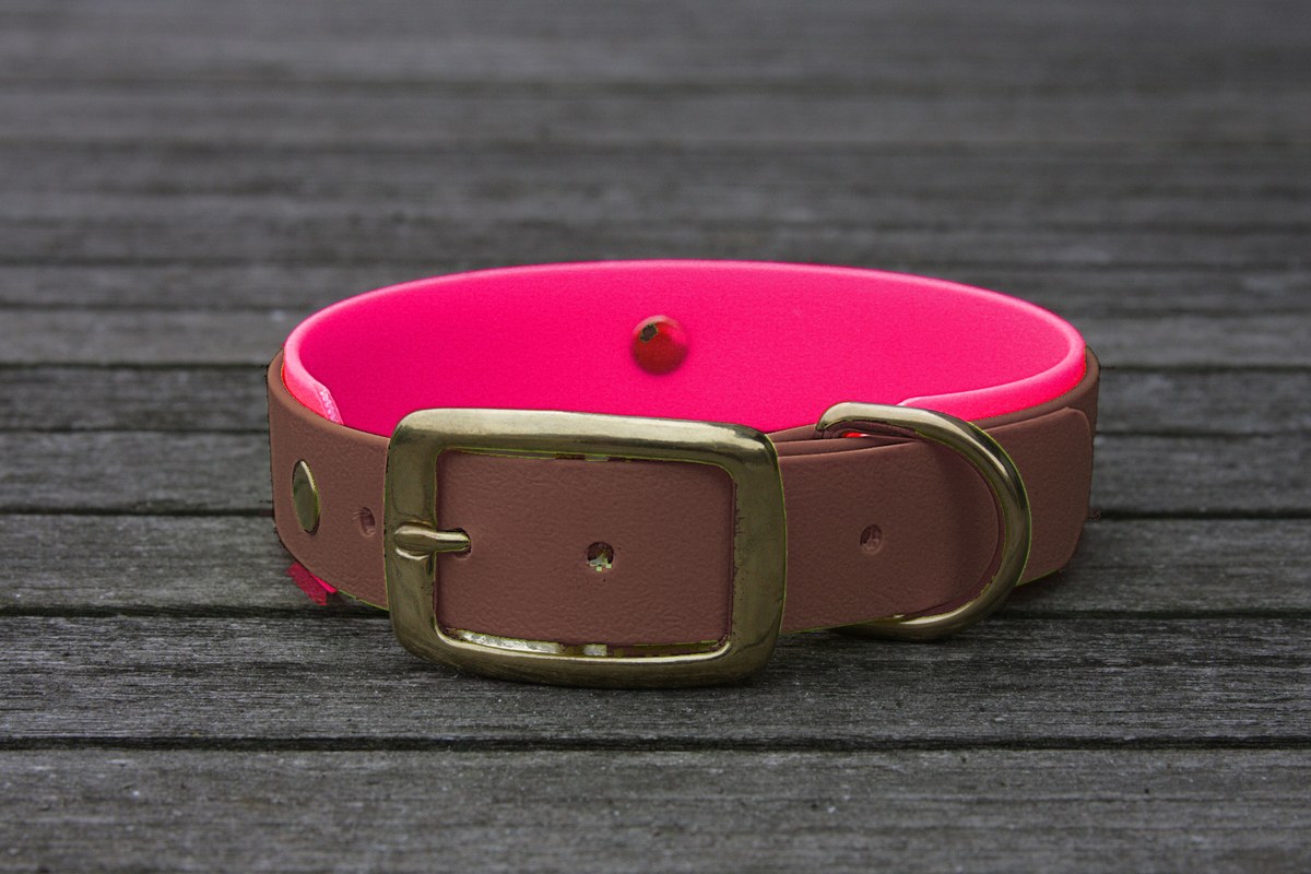 Biothane Halsband 19/25mm "bicolor" (Schnalle) bicolor: braun / magenta — handgefertigt