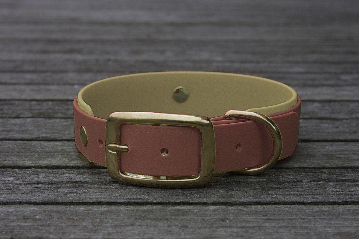 Biothane Halsband 19/25mm "bicolor" (Schnalle) bicolor: braun / taupe — handgefertigt