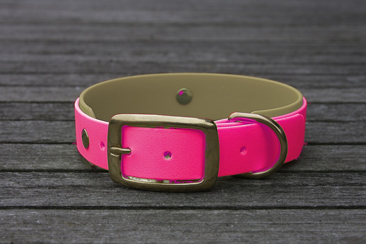 Biothane Halsband 19/25mm "bicolor" (Schnalle) bicolor: magenta / taupe — handgefertigt
