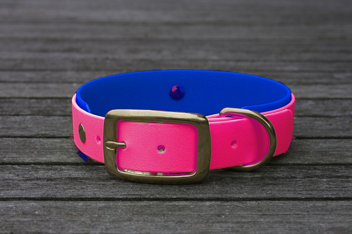 Biothane Halsband 19/25mm "bicolor" (Schnalle) bicolor: magenta / dunkel-blau — handgefertigt
