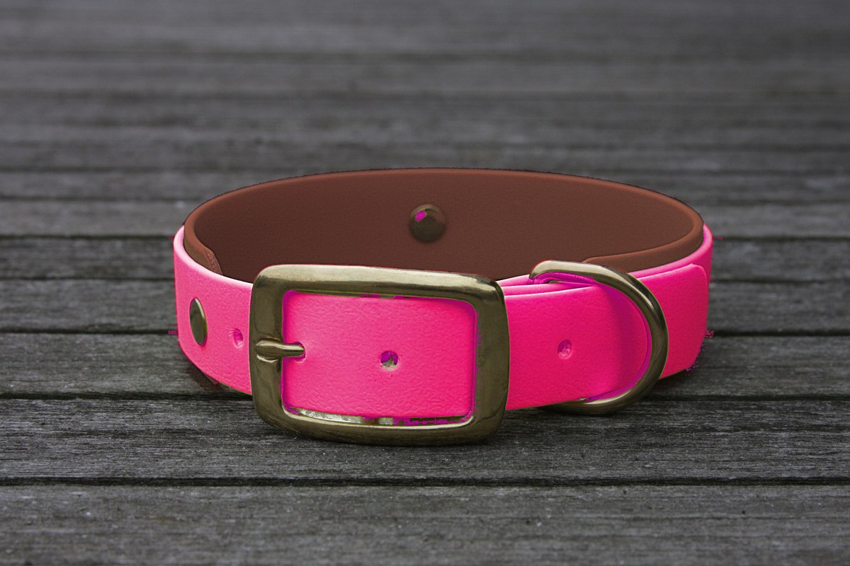 Biothane Halsband 19/25mm "bicolor" (Schnalle) bicolor: magenta / braun — handgefertigt