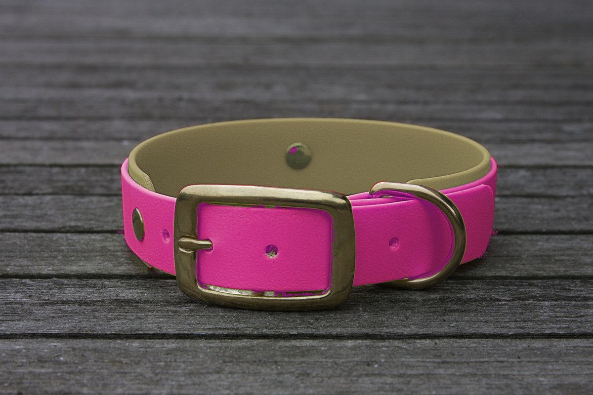 Biothane Halsband 19/25mm "bicolor" (Schnalle) bicolor: beere / taupe — handgefertigt