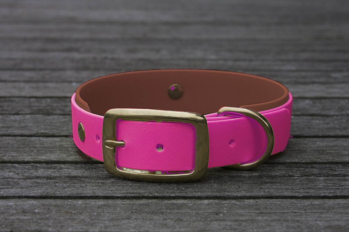 Biothane Halsband 19/25mm "bicolor" (Schnalle) bicolor: beere / braun — handgefertigt