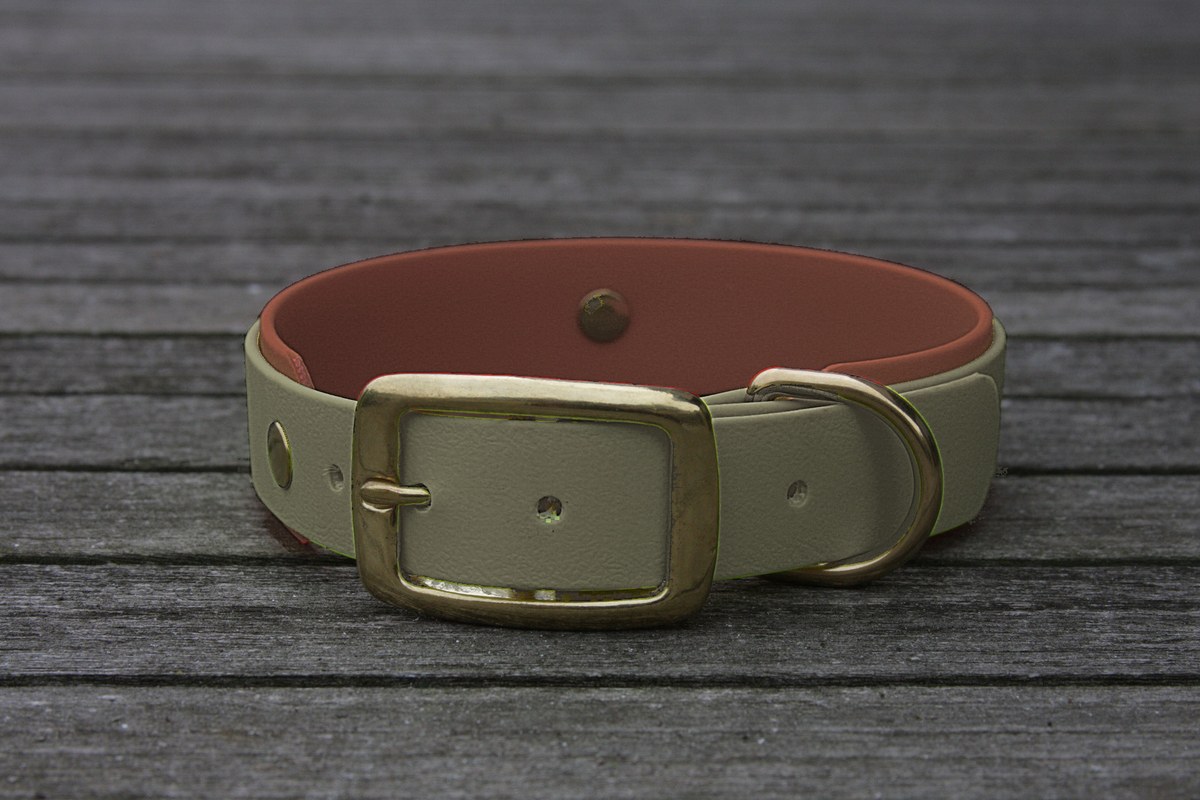 Biothane Halsband 19/25mm "bicolor" (Schnalle) bicolor: olive / Jagd-grün / braun — handgefertigt